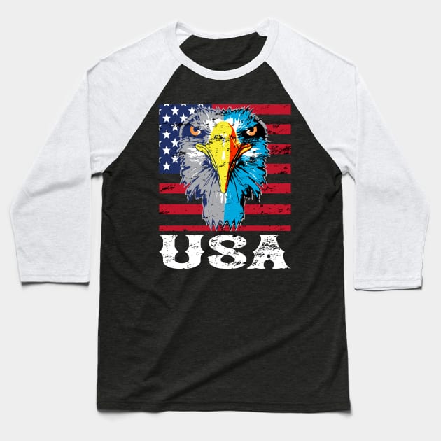 Fouth of July USA Eagle Patriotic Design Baseball T-Shirt by FilsonDesigns